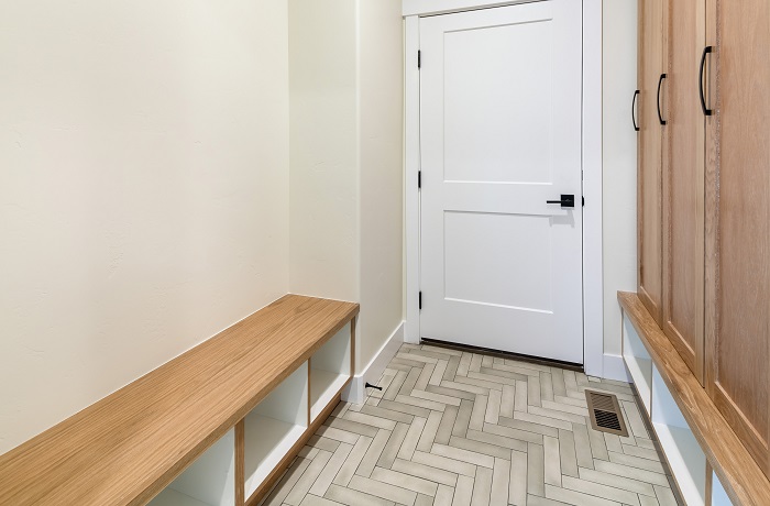 Herringbone tile pattern flooring